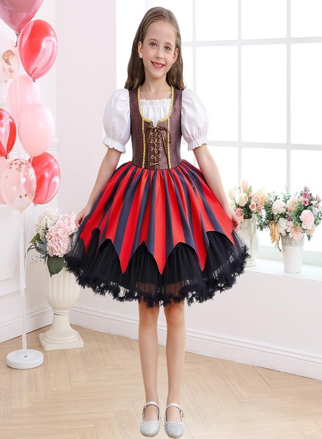 Luzlen Girls Pirate Costume Kids Halloween Buccaneer Dress Up Cosplay Party Outfits with Accessories, 5-6Y(Tag 130) - Image 2